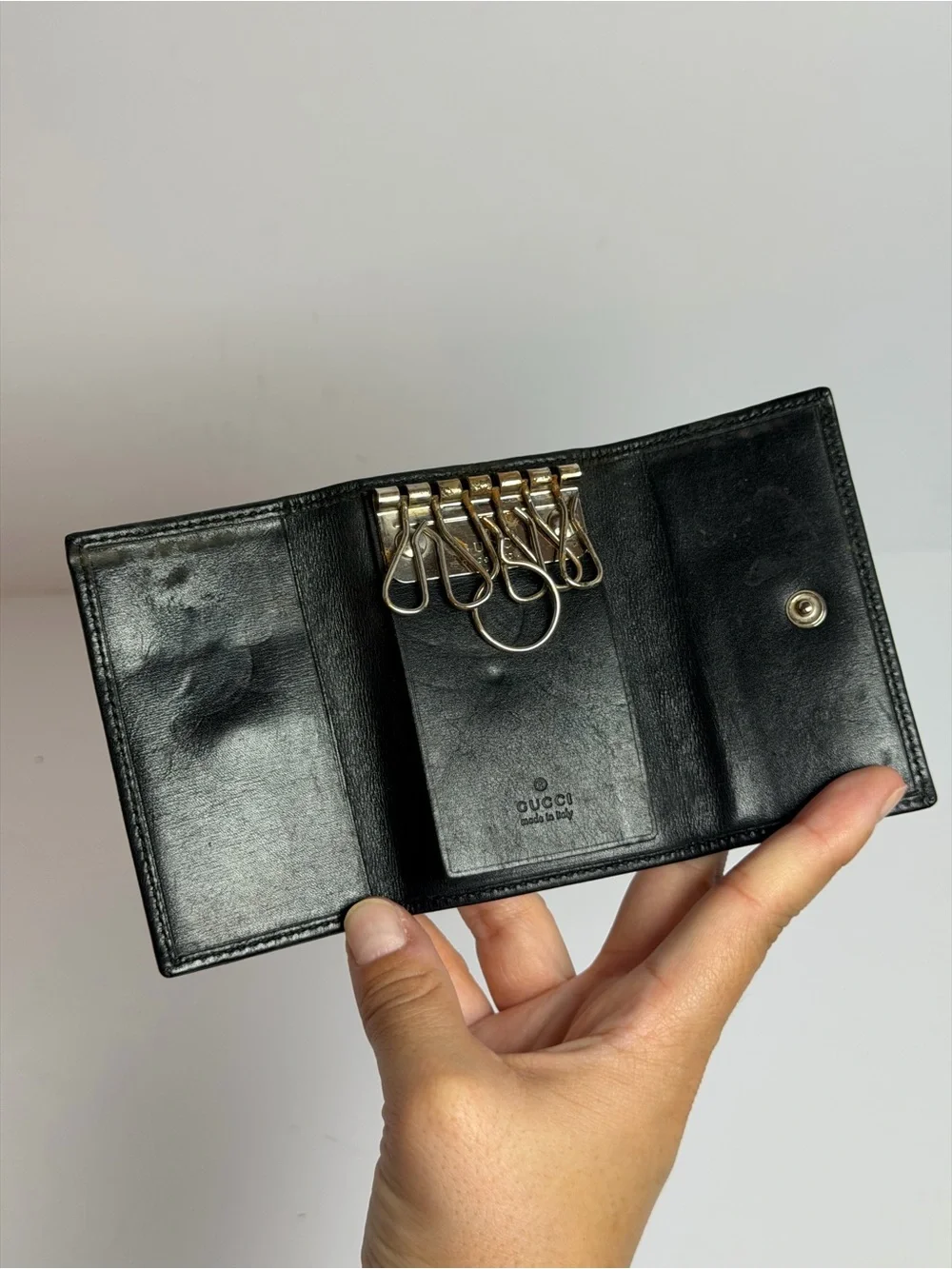 Gucci Black Leather Key Holder Case